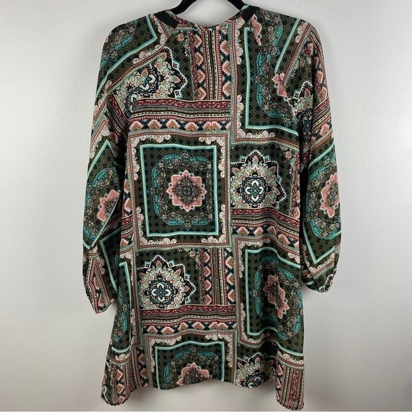 BAILEY Blue Boho Embroidered Semi Sheer Sleeve Tunic Top Large - Picture 12 of 12